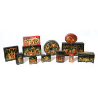 Lot 97A: Collection of 12 Russian Lacquerware Boxes