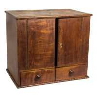 Lot 158: Small Table Top Cupboard Over Two Drawers