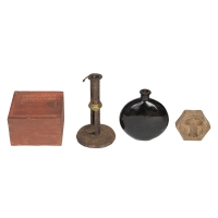 candlestick, box, butter stamp, bottle