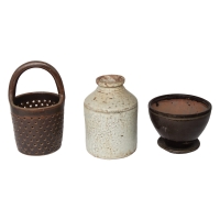 redware, jar, pot, stoneware, strainer