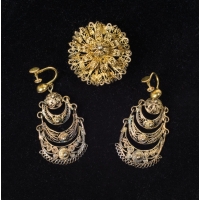 victorian, gold, pin, 12k, earrings, pearls