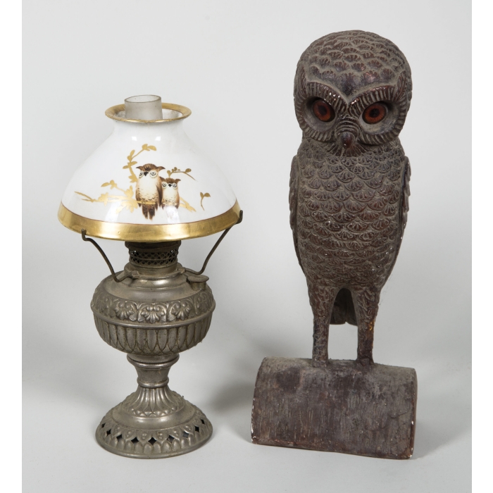 kerosene, lamp, owls