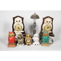 vintage, owl, lamps, ceramic