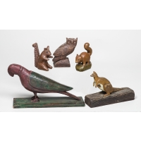 carved, painted, wood, animals