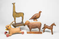 carved, painted, animals