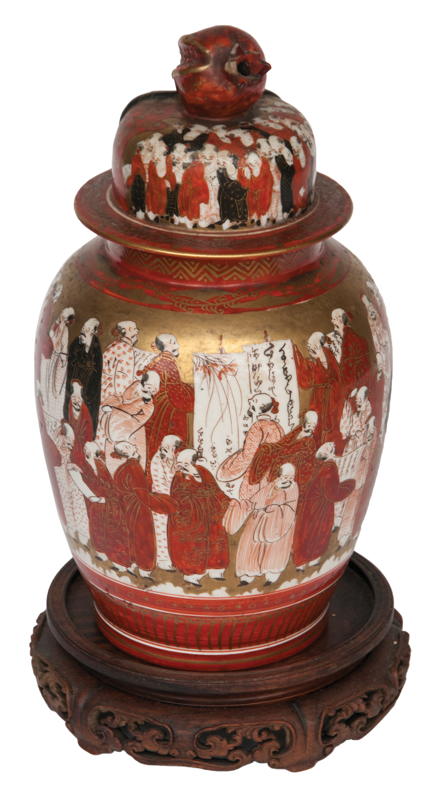 japanese, lidded, jar, plates