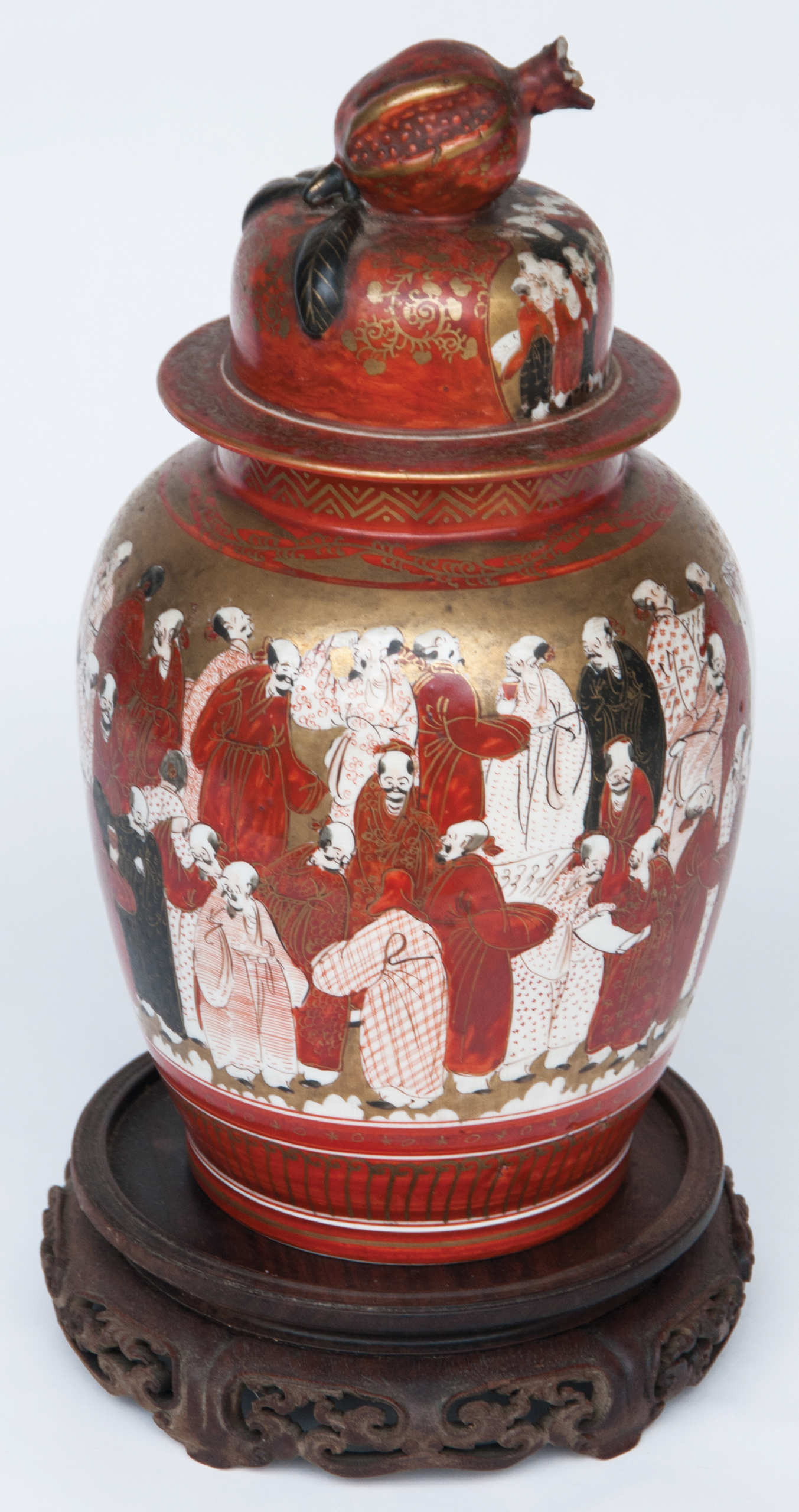 japanese, lidded, jar, plates