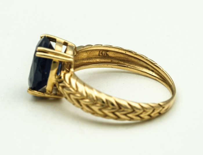gold, ring, sapphire, 14k