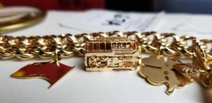 14k, gold, charm, bracelet