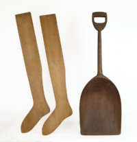 Lot 211: Sock Stretchers and Grain Shovel