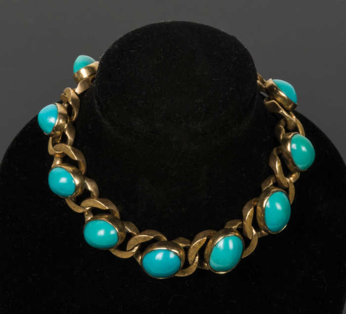 Gold Bracelet with Turquoise