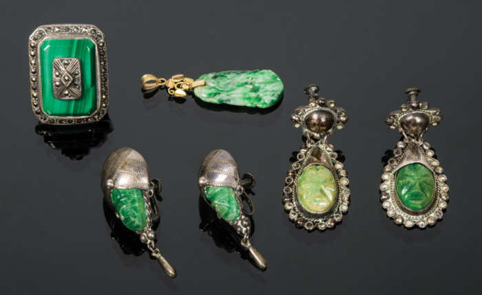 Collection of Jade and Sterling Silver Jewelry