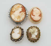 Four Victorian Cameo Pins