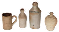 Stoneware Bottles, Mug, and Bank