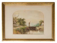19th C. Coastal Scene Watercolor