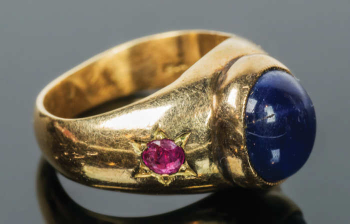 Gold Ring with Sapphire and Rubies