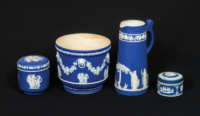 Four 19th C. Blue Wedgwood Pieces