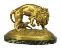 Lot 144A: Gilded Bronze of Lion and Snake