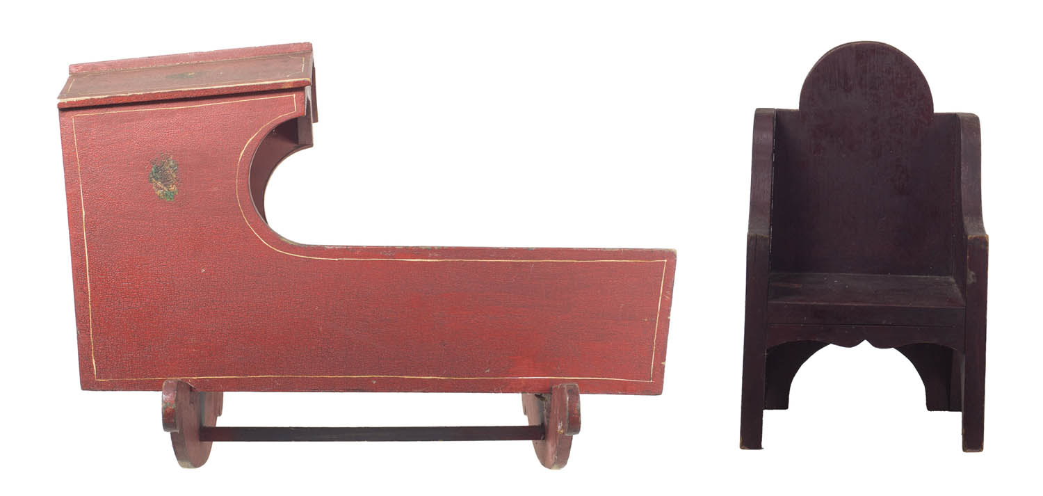 Lot 299: Doll's Cradle and Chair