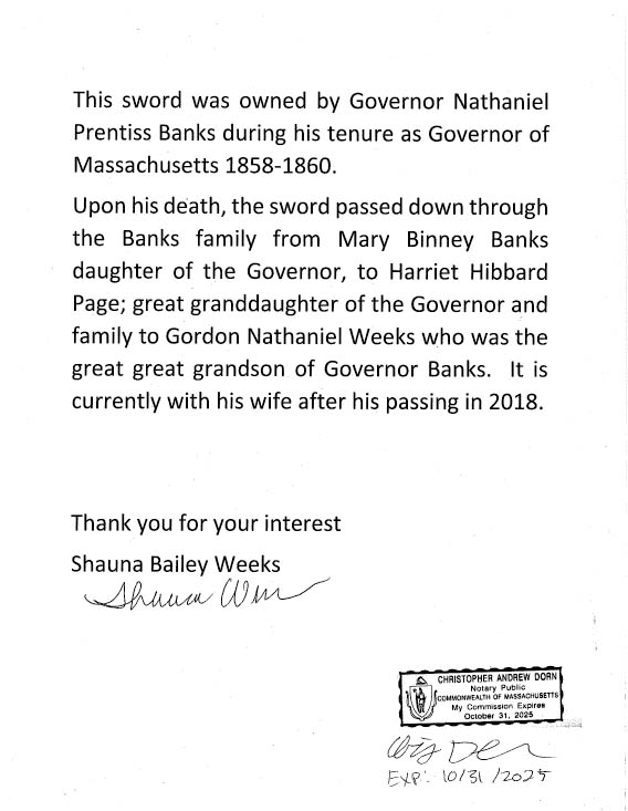 Lot 109A: General Banks Portraits and his Sword - Image 6