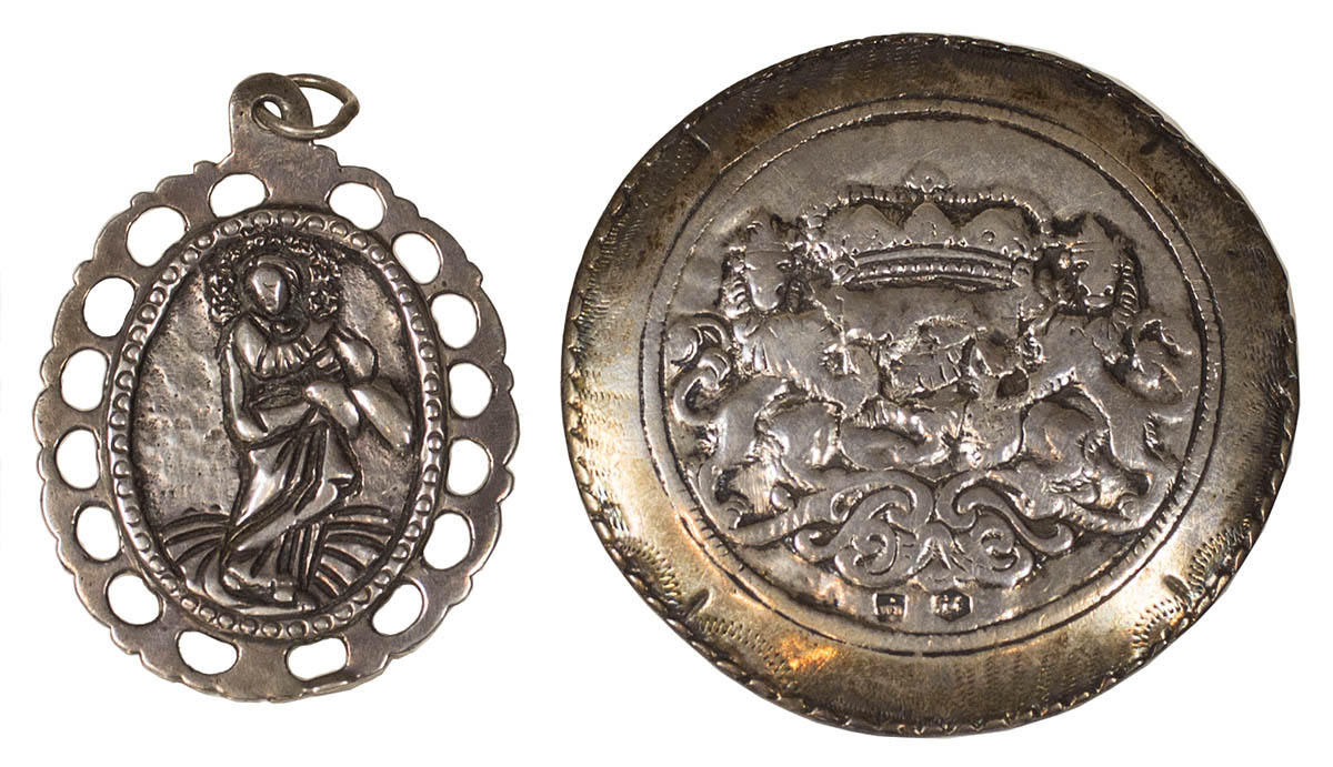Lot 255: Silver Belt Plate and Silver Pendant