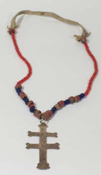 Lot 257: Indian Trade Lorraine Cross and Bead Necklace