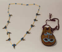 Lot 263: Santee Sioux Necklace and Leather Pouch
