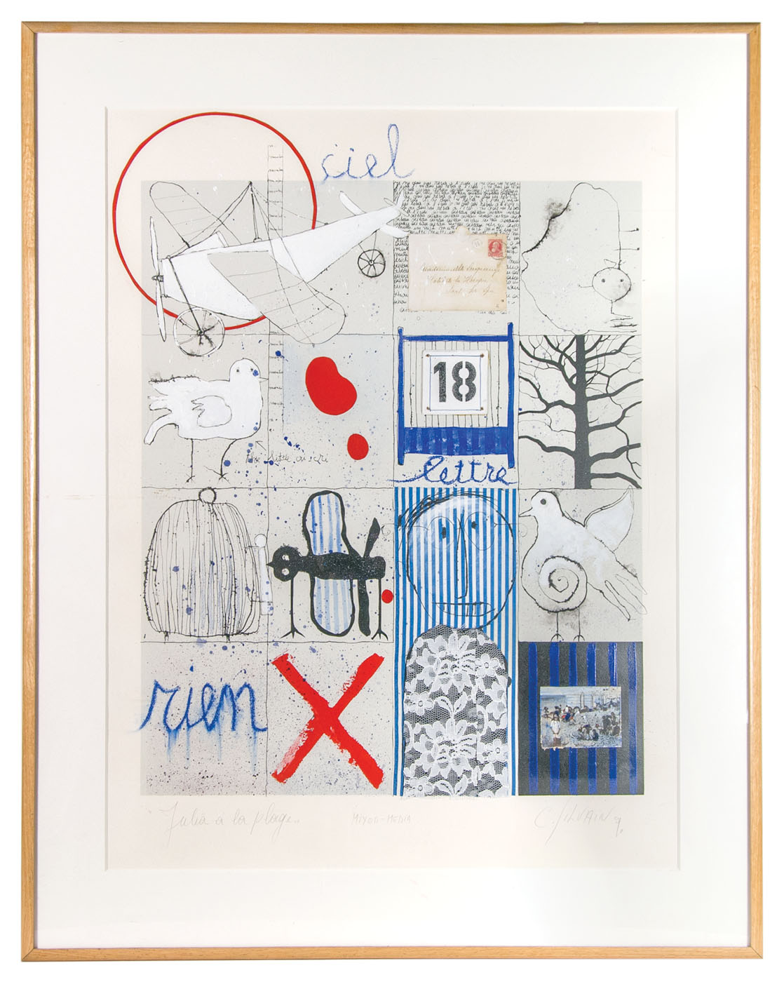 Lot 108A: 20th C. Mixed Media by Christian Silvain