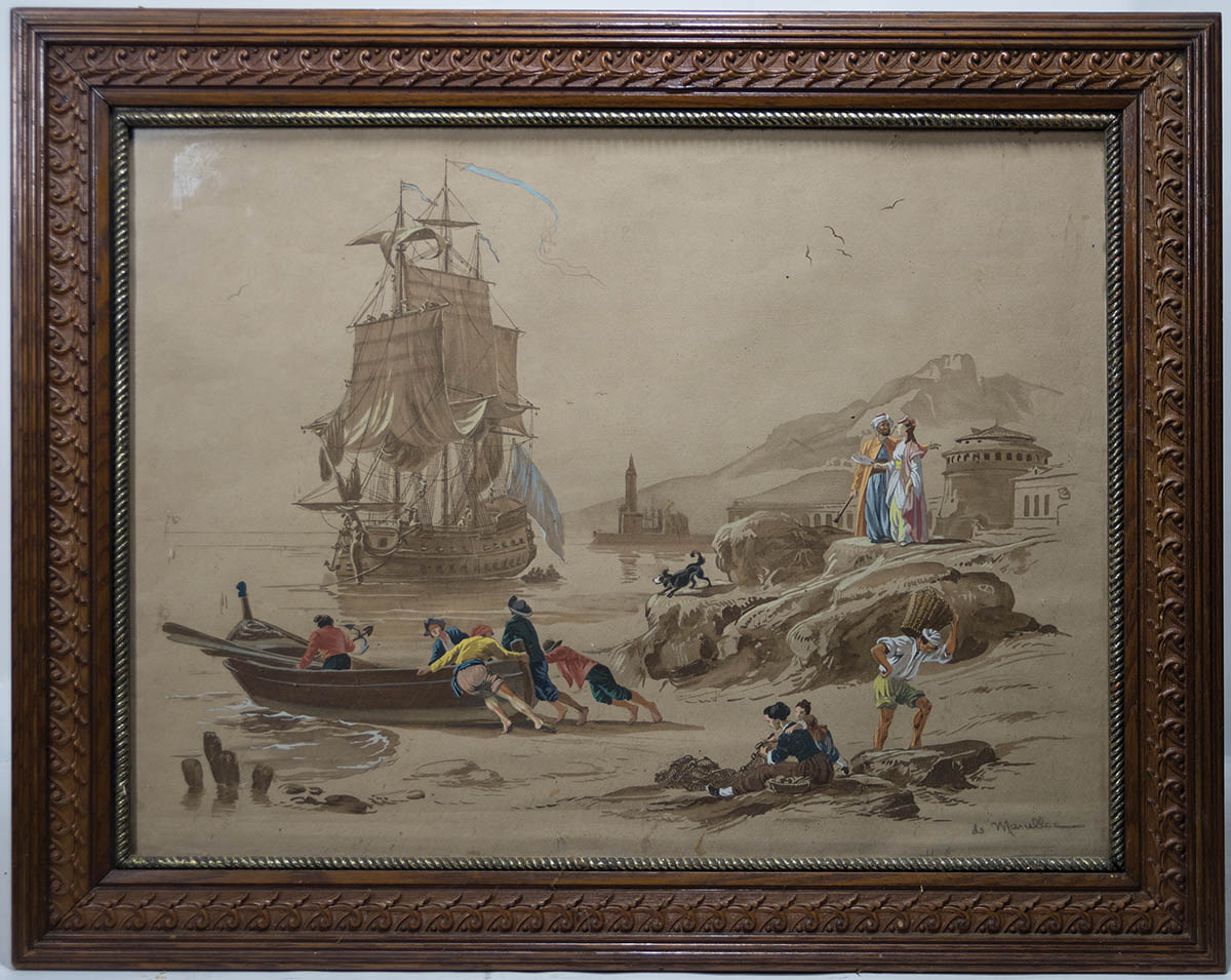 Lot 211: 19th C. Gouache on Paper
