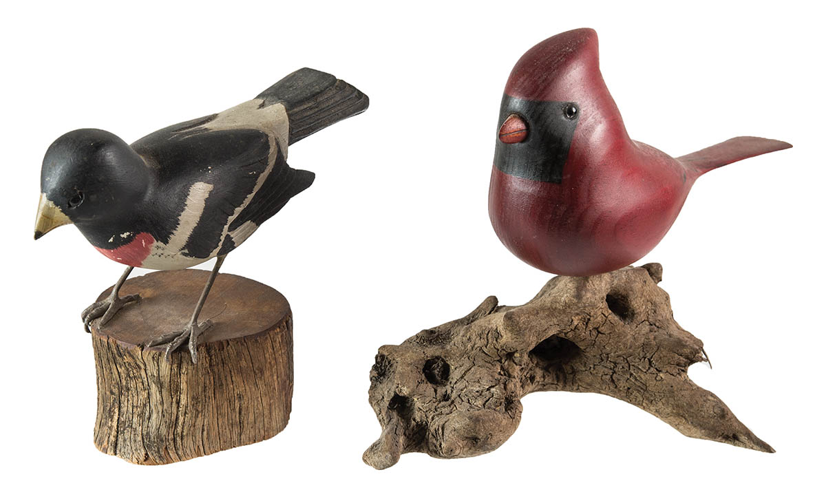 Lot 66A: Two Carved Songbirds
