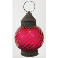 Lot 137: Cranberry Glass Candle Lantern