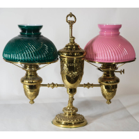 Lot 196: 19th C. Double Student Lamp