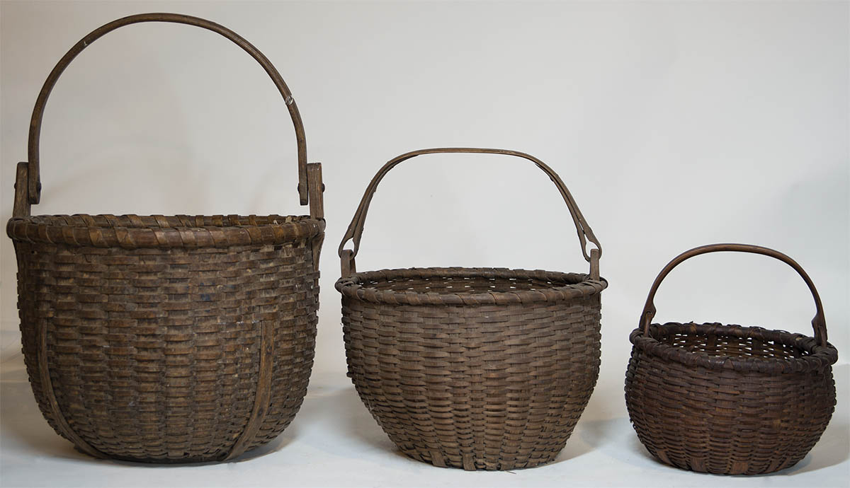 Lot 276: Three 19th C. Woven Utility Baskets