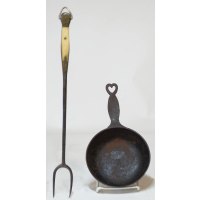 Lot 297: 19th C. Iron Fork and Porringer