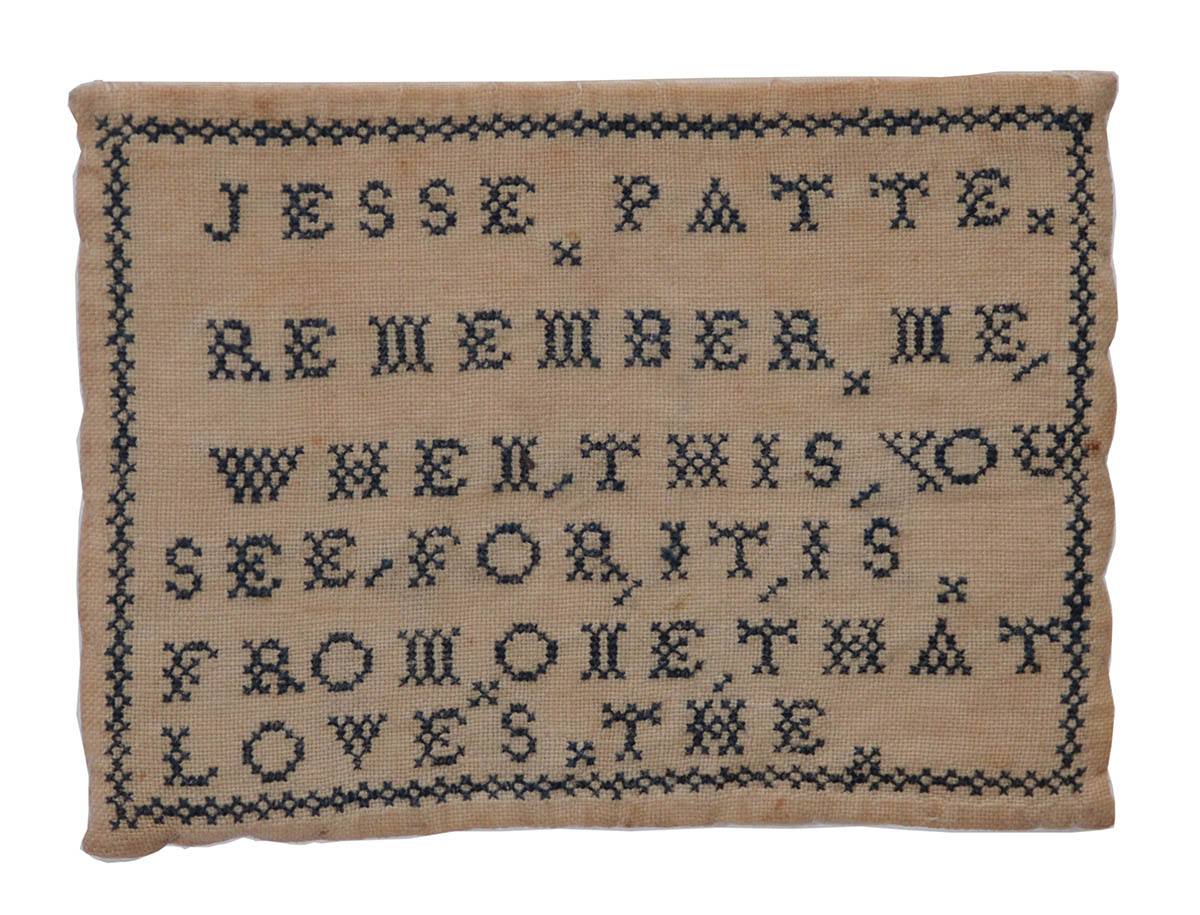 Lot 117: Rare Child's Needlework Shaker Sampler