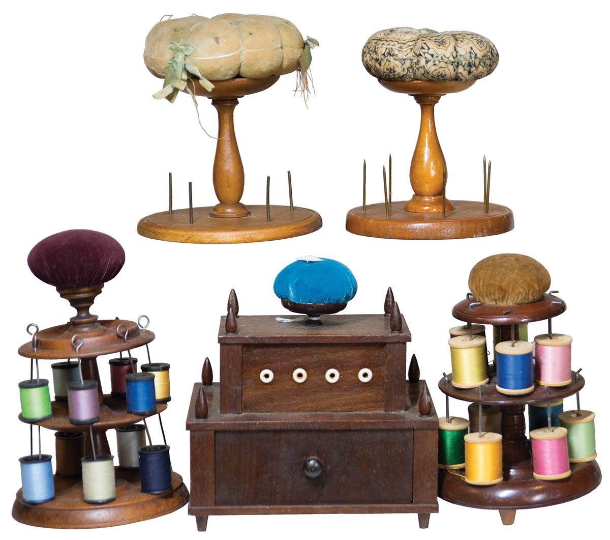 Lot 128: Spool Holders and Pincushions